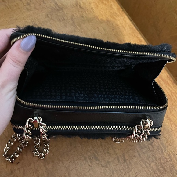 NWOT Kate Spade Faux Fur Cat Clutch with Crossbody Strap and Matching Keychain - Picture 5 of 5
